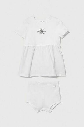 Obleka za dojenčka Calvin Klein Jeans bela barva - bela. Obleka za dojenčke iz kolekcije Calvin Klein Jeans. Raven model