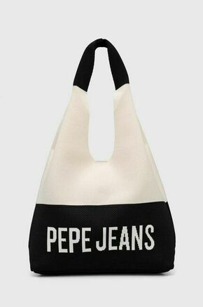Torbica Pepe Jeans črna barva - črna. Velika nakupovalna torbica iz kolekcije Pepe Jeans. Model na zapenjanje