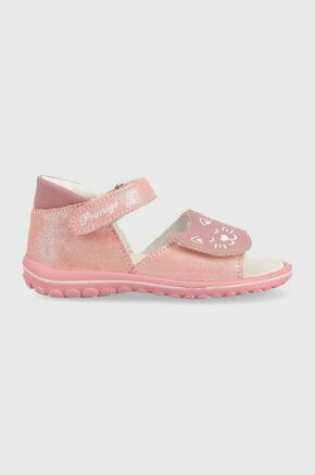Otroški usnjeni sandali Primigi roza barva - roza. Otroški sandali iz kolekcije Primigi. Model je izdelan iz naravnega usnja. Model z mehkim