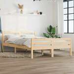 shumee Okvir za posteljo, masivni les, 135x190 cm, dvoposteljna