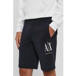 Armani Exchange Hlače - mornarsko modra. Kratke hlače iz zbirke Armani Exchange. Model narejen iz plesti.