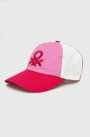 Otroška bombažna bejzbolska kapa United Colors of Benetton roza barva - roza. Otroški kapa s šiltom vrste baseball iz kolekcije United Colors of Benetton. Model izdelan iz vzorčastega materiala.