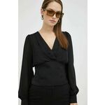 Bluza Morgan ženska, črna barva - črna. Bluza iz kolekcije Morgan. Model izdelan iz vzorčaste tkanine. Ima stoječi ovratnik.