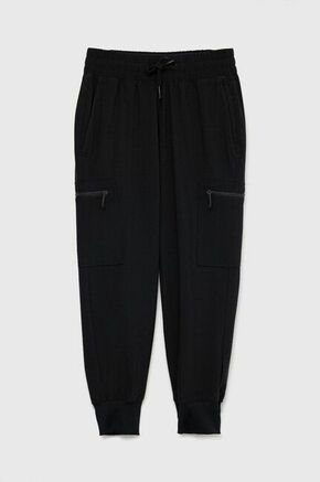Otroške hlače Abercrombie &amp; Fitch črna barva - črna. Otroški Hlače iz kolekcije Abercrombie &amp; Fitch. Model izdelan iz tanke