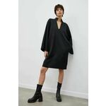 Volnena obleka By Malene Birger črna barva - črna. Obleka iz kolekcije By Malene Birger. Ohlapen model izdelan iz tkanine.