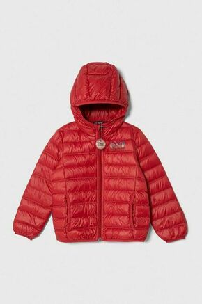 Otroška puhovka EA7 Emporio Armani rdeča barva - rdeča. Otroški jakna iz kolekcije EA7 Emporio Armani. Delno podložen model