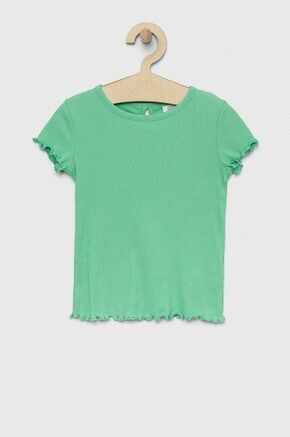 Otroška bombažna kratka majica GAP zelena barva - zelena. Otroški Lahkotna kratka majica iz kolekcije GAP. Model izdelan iz rebraste pletenine.