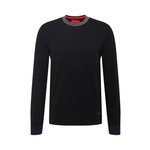 Bombažen pulover HUGO moški, črna barva - črna. Pulover iz kolekcije HUGO. Model z okroglim izrezom, izdelan iz tanke, elastične pletenine.