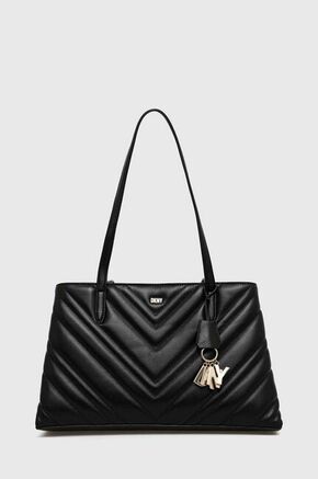 Usnjena torbica Dkny črna barva - črna. Srednje velika torbica iz kolekcije Dkny. na zapenjanje
