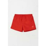 Otroške kopalne kratke hlače Guess rdeča barva - rdeča. Otroški kopalne kratke hlače iz kolekcije Guess. Model izdelan iz gladke tkanine. Izjemno udoben material.