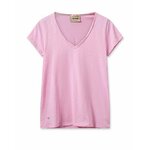 Bombažna kratka majica Mos Mosh ženski, roza barva - roza. Kratka majica iz kolekcije Mos Mosh, izdelana iz tanke, elastične pletenine. Model iz izjemno udobne bombažne tkanine.
