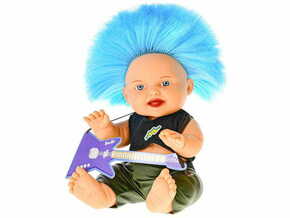 WEBHIDDENBRAND Lutka 23 cm z modro punk frizuro in kitaro