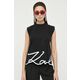 Bombažna kratka majica Karl Lagerfeld črna barva - črna. Kratka majica iz kolekcije Karl Lagerfeld. Model izdelan iz elastične pletenine. Bombažen, udoben material.