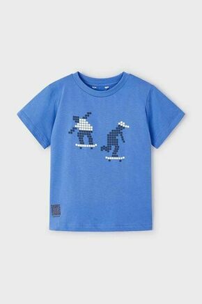 Otroška bombažna kratka majica Mayoral - modra. Otroška kratka majica iz kolekcije Mayoral. Model izdelan iz tanke