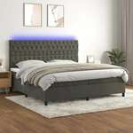 Box spring postelja z vzmetnico LED temno siva 200x200 cm žamet - vidaXL - Siva - 93,04 - 200 x 200 cm - vidaXL