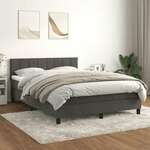 Greatstore Box spring posteljni z vzmetnico temno siv 140x190 cm žamet