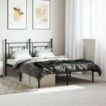 shumee Kovinski posteljni okvir z vzglavjem črn 140x200 cm