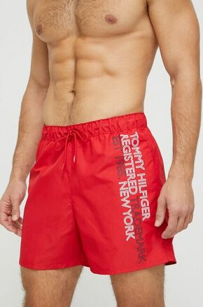Kopalne kratke hlače Tommy Hilfiger rdeča barva - rdeča. Kopalne kratke hlače iz kolekcije Tommy Hilfiger. Model izdelan iz lahkega blaga.