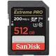 WEBHIDDENBRAND Spominska kartica SanDisk Extreme PRO 512 GB SDXC 200 MB/s in 140 MB/s, UHS-I, razred 10, U3, V30