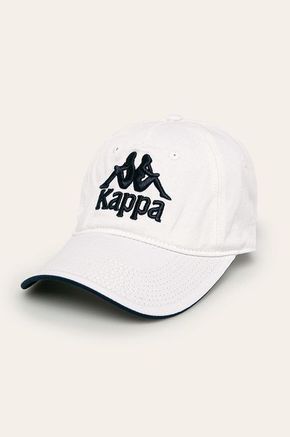 Kappa kapa - bela. Kapa s šiltom vrste baseball iz kolekcije Kappa. Model izdelan iz enobarvnega materiala z vstavki.