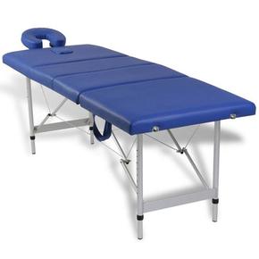 VidaXL Modra zložljiva masažna miza s 4 območji in aluminjastim okvirjem