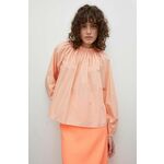 Bombažna majica Drykorn ženska, oranžna barva - oranžna. Bluza iz kolekcije Drykorn, izdelana iz enobarvne tkanine. Model iz izjemno udobne bombažne tkanine.