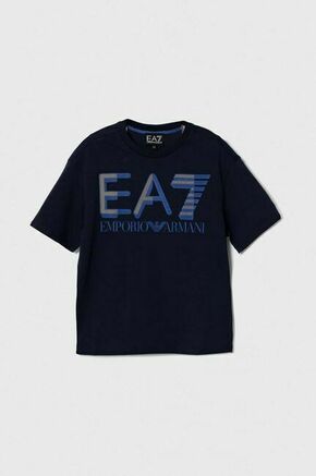 Otroška bombažna kratka majica EA7 Emporio Armani mornarsko modra barva - mornarsko modra. Otroške kratka majica iz kolekcije EA7 Emporio Armani