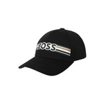 Bombažna bejzbolska kapa BOSS črna barva - črna. Kapa s šiltom vrste baseball iz kolekcije BOSS. Model izdelan iz tkanine s potiskom. Izjemno udoben material, izdelan iz naravnih vlaken.