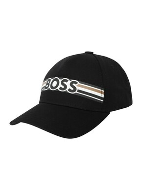 Bombažna bejzbolska kapa BOSS črna barva - črna. Kapa s šiltom vrste baseball iz kolekcije BOSS. Model izdelan iz tkanine s potiskom. Izjemno udoben material