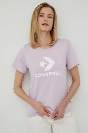 Converse bombažna majica - vijolična. T-shirt iz zbirke Converse. Model narejen iz tiskane tkanine.