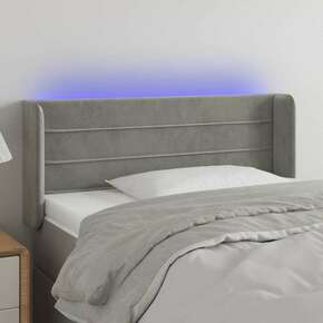 VidaXL LED posteljno vzglavje svetlo sivo 83x16x78/88 cm žamet