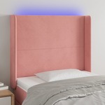 Vidaxl LED posteljno vzglavje roza 93x16x118/128 cm žamet
