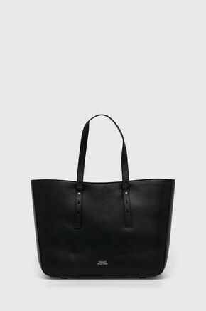 Usnjena torbica Tommy Hilfiger črna barva