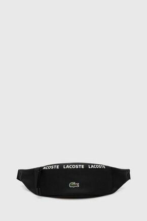 Torbica za okoli pasu Lacoste črna barva - črna. Majhna pasna torbica iz kolekcije Lacoste. Model na zapenjanje