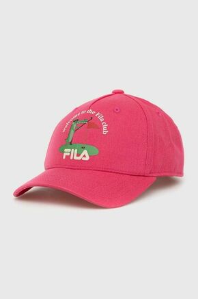 Otroška bombažna bejzbolska kapa Fila roza barva - roza. Otroška kapa s šiltom vrste baseball iz kolekcije Fila. Model izdelan iz tkanine s potiskom. Izjemno udoben material