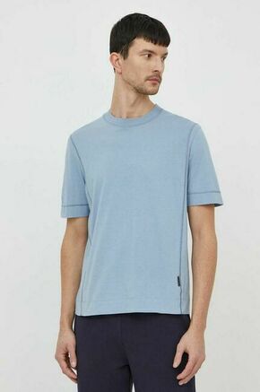 Bombažna kratka majica Sisley moški - modra. Kratka majica iz kolekcije Sisley