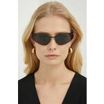 Sončna očala Balenciaga ženska, črna barva, BB0335S - črna. Sončna očala iz kolekcije Balenciaga. Model z enobarvnimi stekli in okvirji iz kovine. Ima filter UV 400.