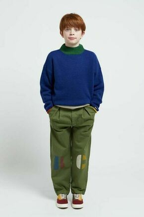 Otroške bombažne hlače Bobo Choses zelena barva - zelena. Otroški hlače iz kolekcije Bobo Choses. Model izdelan iz tkanine. Model iz zračne bombažne tkanine.
