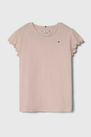 Otroška kratka majica Tommy Hilfiger - roza. Otroške kratka majica iz kolekcije Tommy Hilfiger. Model izdelan iz tanke