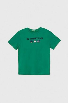 Otroška bombažna kratka majica United Colors of Benetton zelena barva - zelena. Otroške lahkotna kratka majica iz kolekcije United Colors of Benetton