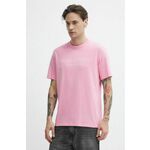 Bombažna kratka majica Marc O'Polo moški, roza barva - roza. Kratka majica iz kolekcije Marc O'Polo, izdelana iz tanke, elastične pletenine. Model iz zračne bombažne tkanine.