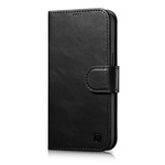 iCARER oil wax wallet case 2in1 cover iphone 14 pro leather flip cover anti-rfid črna (wmi14220722-bk)