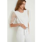 Majica Answear Lab bela barva - bela. Bluza iz kolekcije Answear Lab, izdelana iz enobarvne tkanine. Poliester zagotavlja večjo odpornost na gubanje.
