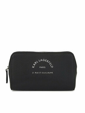 Kozmetična torbica Karl Lagerfeld črna barva - črna. Toaletna torbica iz kolekcije Karl Lagerfeld. Model izdelan iz ekološkega usnja.