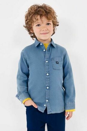 Otroška bombažna srajca Mayoral - modra. Otroški srajca iz kolekcije Mayoral. Model izdelan iz enobarvne tkanine.
