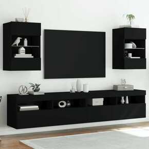 Vidaxl Stenske TV omarice z LED lučkami 2 kosa črna 40x30x60