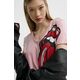 Bombažna kratka majica Desigual ROLLING ženska, roza barva, 24SWTK30 - roza. Kratka majica iz kolekcije Desigual, izdelana iz pletenine z nalepko. Model iz zračne bombažne tkanine.