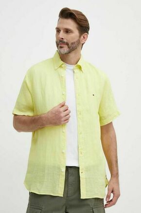Lanena srajca Tommy Hilfiger rumena barva
