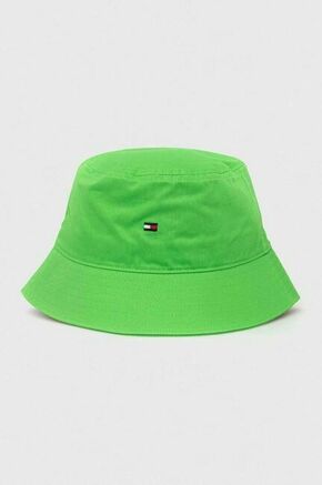 Bombažni klobuk Tommy Hilfiger zelena barva - zelena. Klobuk iz kolekcije Tommy Hilfiger. Model z ozkim robom