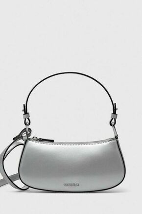 Usnjena torbica Coccinelle srebrna barva - srebrna. Majhna torbica iz kolekcije Coccinelle. Model na zapenjanje